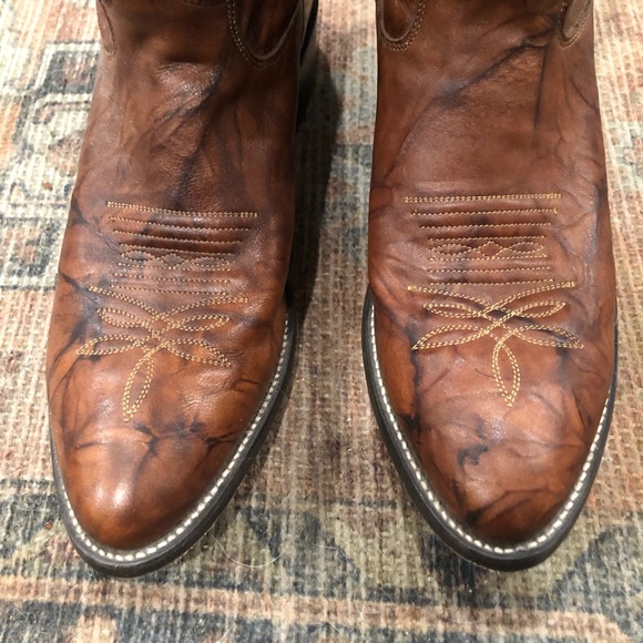 Justin Marbled Chestnut Brown Deerlite Cowboy Boots - Picture 3 of 10
